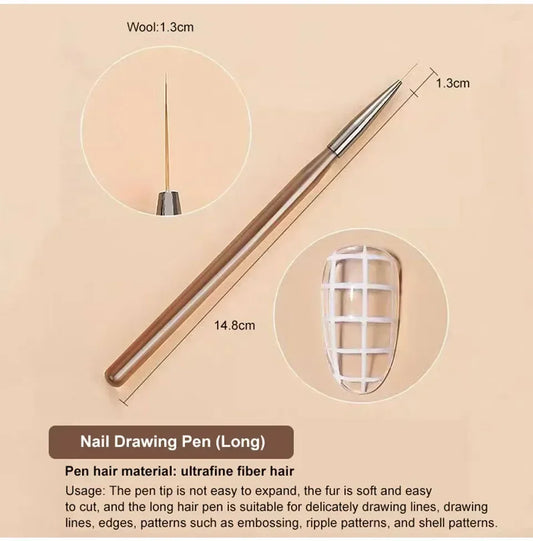 9PCS Nail Brush Liner DIY Painting Pen Manicure Acrylic Drawing Brush for Nail Art Design Nails Tip Display Painting Tool