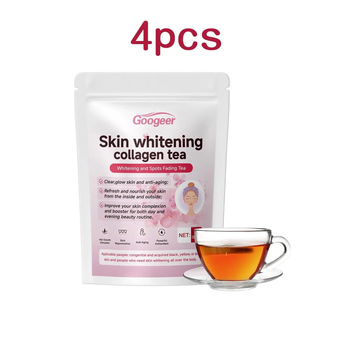 Googeer 70g Collagen Whitening Tea Natural Herbal Reduce Dark Spots Melanin Brightening Skin Dietary Supplement Glowing Skin Tea