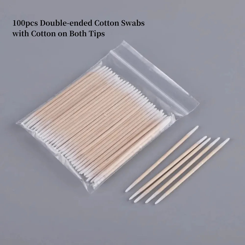 100/300/500 Nails Wooden Tip Cotton Stick Buds Disposable Ultra-Detail Corrector Nail Polish Remover Clean Sticks Manicure Tools