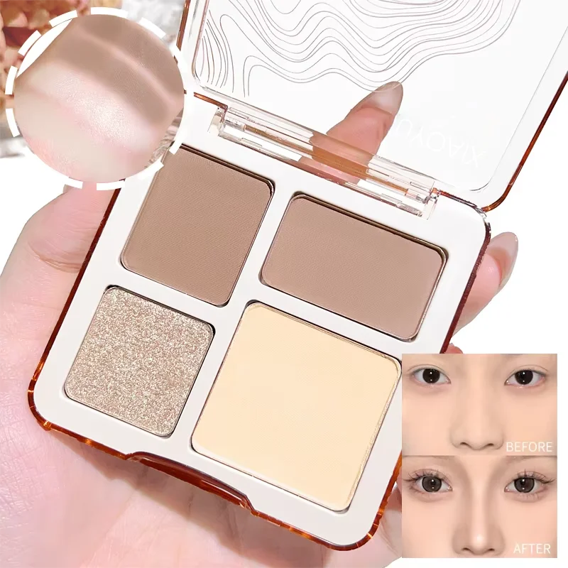 XIAOYUMI The four-color highlighter contour palette is matte and long-lasting, brightening three-dimensional contours