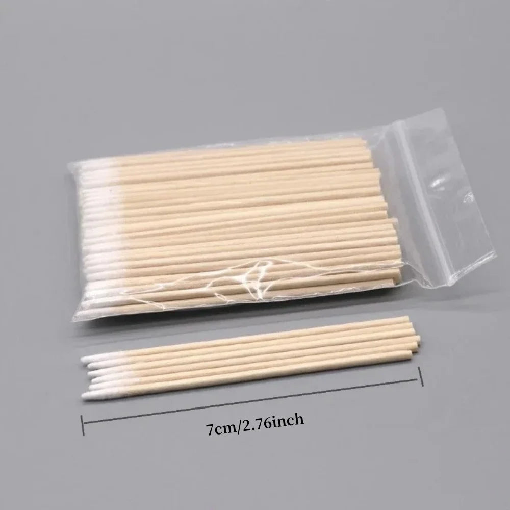 100/300/500 Nails Wooden Tip Cotton Stick Buds Disposable Ultra-Detail Corrector Nail Polish Remover Clean Sticks Manicure Tools