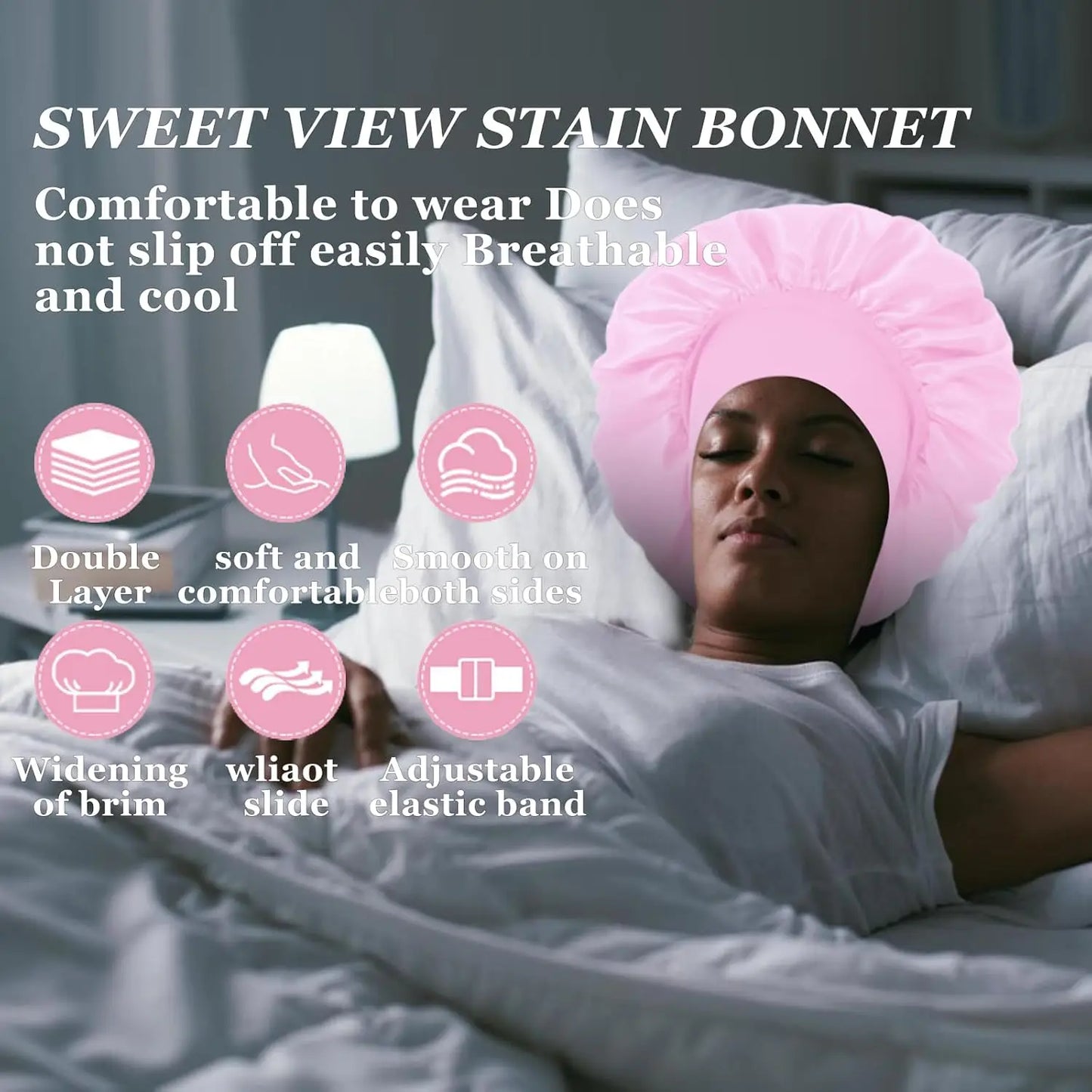 Shower Cap Hairdressing Hair Care Hat High Elasticity Monthly Shower Cap Female Nursing Satin Sleeping Cap