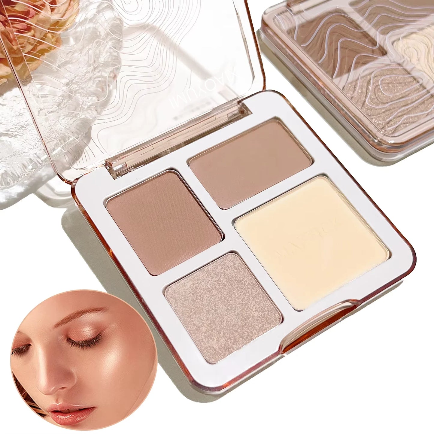 XIAOYUMI The four-color highlighter contour palette is matte and long-lasting, brightening three-dimensional contours