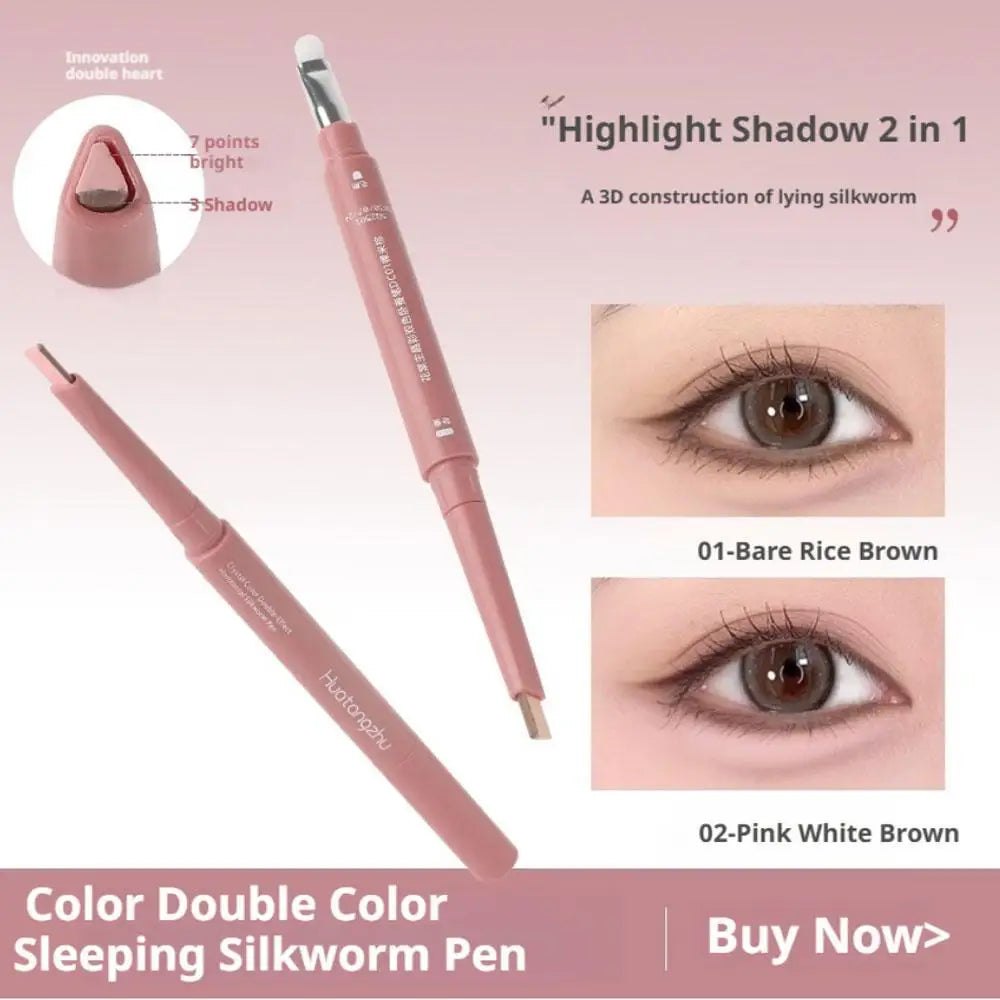 Two-tone Paste Lying Silkworm Pen Under Eye Liner Brighten Shadow Makeup Pencil Nude Pink Beige Lower Eyelid Highlighter Contour