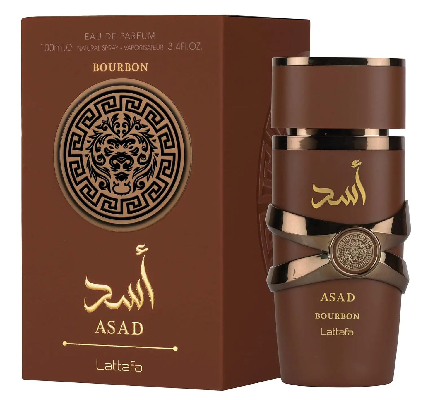Lattafa Asad Bourbon for Unisex Eau de Parfum Spray, 3.4 Ounce / 100 ml