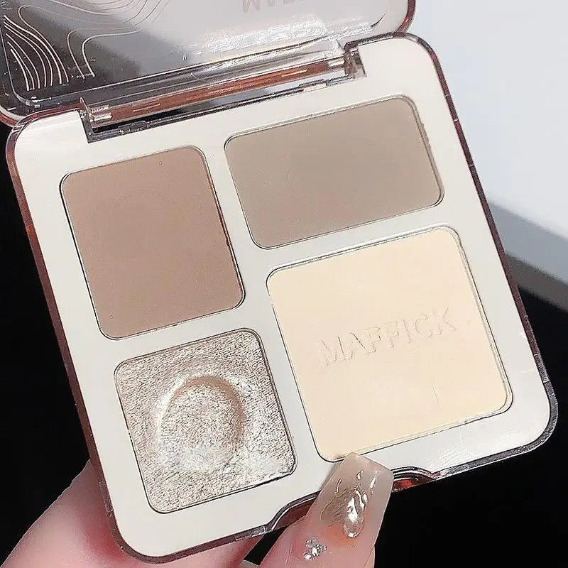 XIAOYUMI The four-color highlighter contour palette is matte and long-lasting, brightening three-dimensional contours