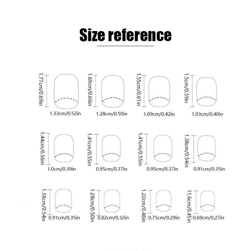 24 Square Short Fake Nails +1 Nail File +1 Piece of Jelly Glue