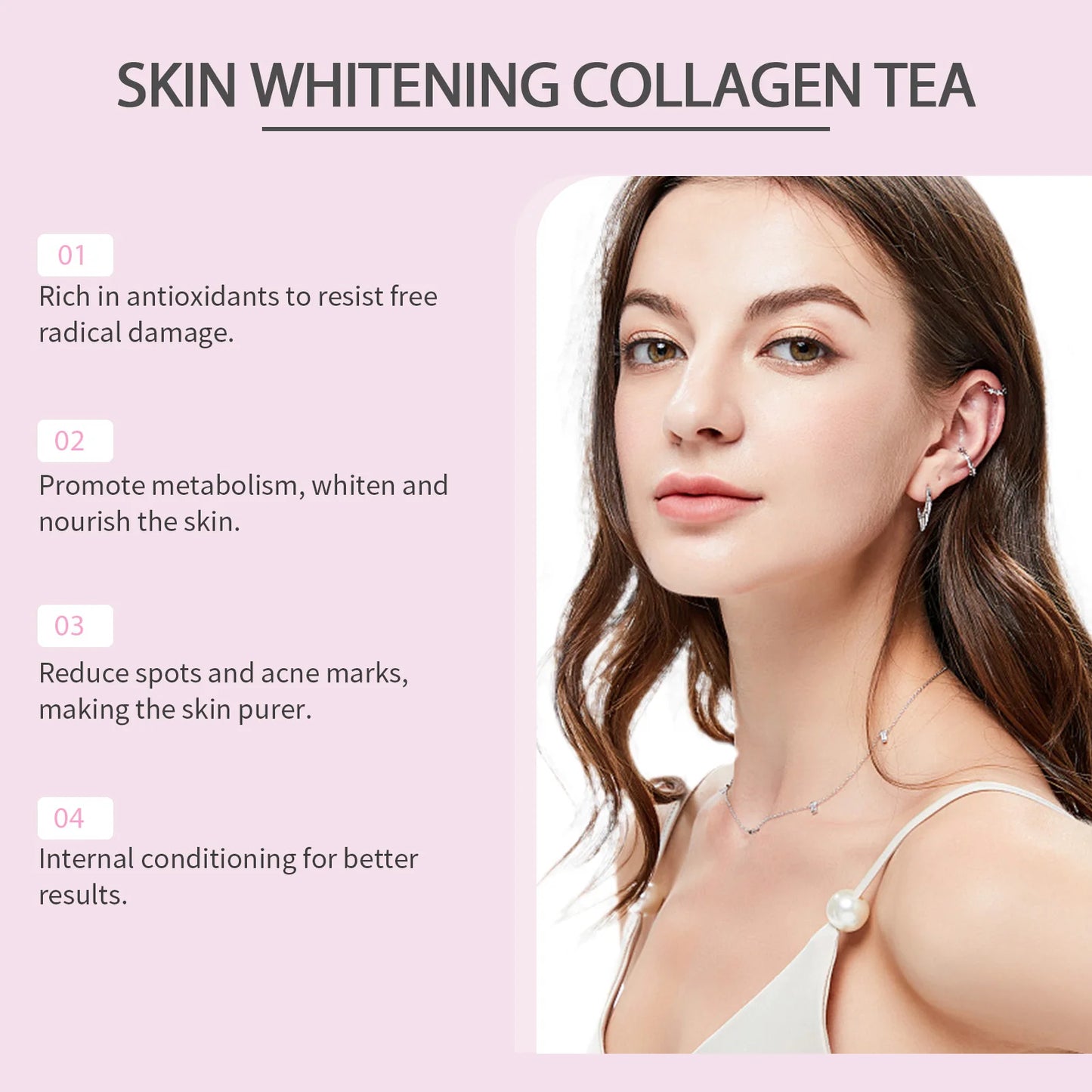 Googeer 70g Collagen Whitening Tea Natural Herbal Reduce Dark Spots Melanin Brightening Skin Dietary Supplement Glowing Skin Tea