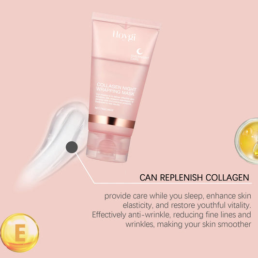 Collagen Peel-off Mask Deep Hydrating Fade Fine Lines Firming Shrink Pores Brightening Overnight Wrapping Mask Face Skin Care